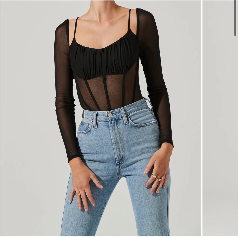 Black mesh body suit